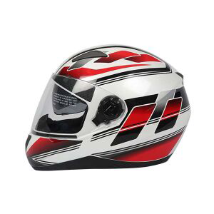 TVS Helmet Full Face White/Red  Graphic Design for Extra Style